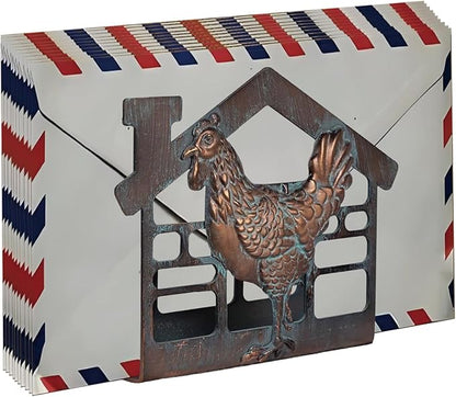Metal Rooster Napkin Holder for Table,Rustic Farmhouse Napkin Holders for Paper Napkins,Antique Copper Tusse Napkins Stand Tabletop Dispenser with Non-Slip for Kitchen Dining Room Coffee Shop Bar