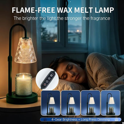 Candle Warmer Lamp Green with Timer Dimmable, Birthday Gifts for Women Mom, House Warming Gifts New Home Decor, Wax Melt Warmer for Jar Candles with 2 Bulbs, Dark Green