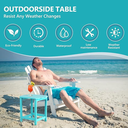 Plawdlik Hdpe Outdoor Adirondack Side Table, Wooden Textured, Set for Patio, Garden, Porch, Pool Composite Patio, Backyard, Bathroom and Indoor, Maintenance & Weather Resistant(Teak)
