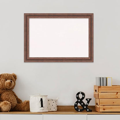 Amanti Art White Cork Board for Wall, 14x20 Vision Board with Brown Wood Frame, Small Corkboard Office Decor for Home Organization, Country Rustic Corkboard Pinboard to Display Items for Home