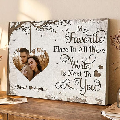 Love Signal Personalized Couple Canvas Wall Art, Custom Photo Print Canvas/Poster/Frame, Anniversary, Wedding, Valentine Gifts for Him Her Boyfriend Girlfriend, Husband Wife Bedroom Decor