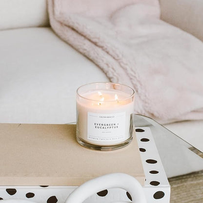 Calyan Wax Co. Seaside & Citrus 3 Wick Scented Candle - 43 Hour Burn - Luxury 3 Wick Soy Candles - Non Toxic Soy Wax Candles - Long Lasting Large Glass Jar Candle for Home - 14.9oz