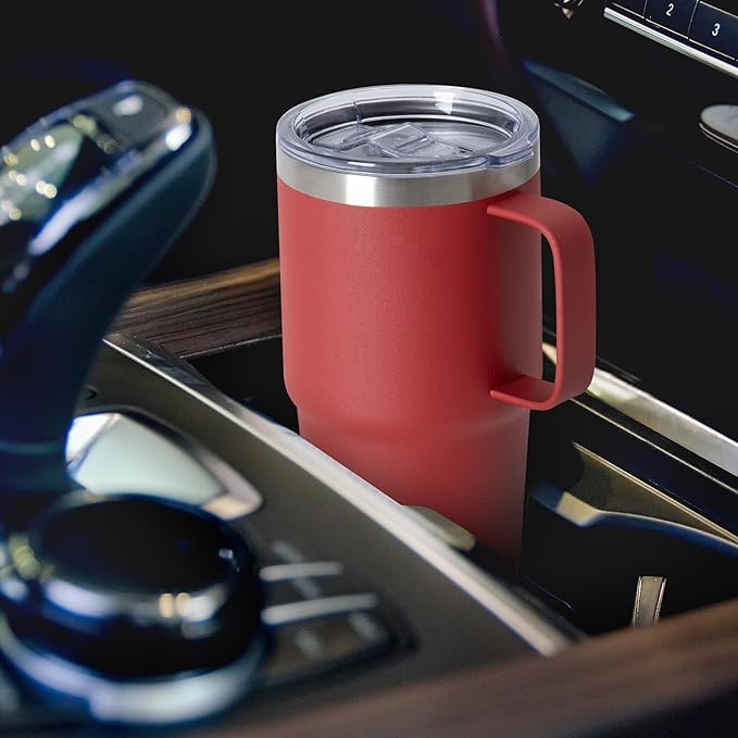 20oz Tumbler with Lid, Stainless Steel Tumbler with Handle, Metal Insulated Travel Coffee Mug with Handle, Double Wall Vacuum Spill Proof Tumbler Cup, Red 1 Pack