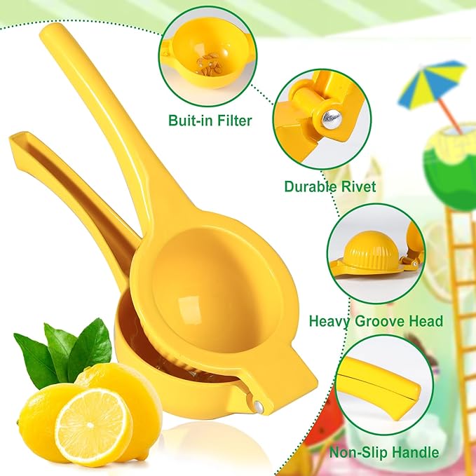 TEZZ Extra Large Citrus Squeezer, Premium Heavy Duty Mental Handhelp Juicer for Lemon, 3.5 Inch Hand Press Lemon Juice Squeeze, Lime Squeezer Bar Tool, Manual Citrus Press | Large bowl ergonomic handle easy handheld press for lemons and limes