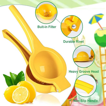 TEZZ Extra Large Citrus Squeezer, Premium Heavy Duty Mental Handhelp Juicer for Lemon, 3.5 Inch Hand Press Lemon Juice Squeeze, Lime Squeezer Bar Tool, Manual Citrus Press | Large bowl ergonomic handle easy handheld press for lemons and limes