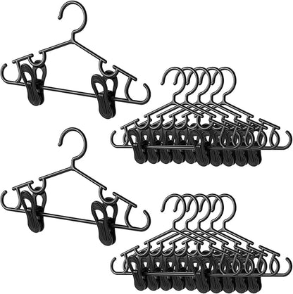 Hsei 5/10/40 Pack Baby Hangers with 10/20/80 Clips, Plastic Kids Pants Hangers for Nursery Closet Top and Bottom Clothes Hanger Set for Newborn Infant Toddler(30 Packs Total,Black,10.6 Inch)