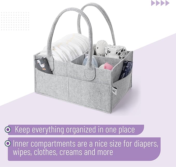 Mr. Pen- Baby Diaper Caddy Organizer, 2 Pack, Gray, Nursery Storage Bin and Car Organizer for Diapers and Baby Wipes
