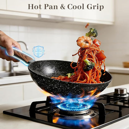 Frying Pans Skillet - 9 Pieces Nonstick Frying Pan Set Includes 3 Sizes (8"/ 10"/ 12"), PFOA Free, Induction & Oven Safe, Easy to Clean for Home Daily Cooking