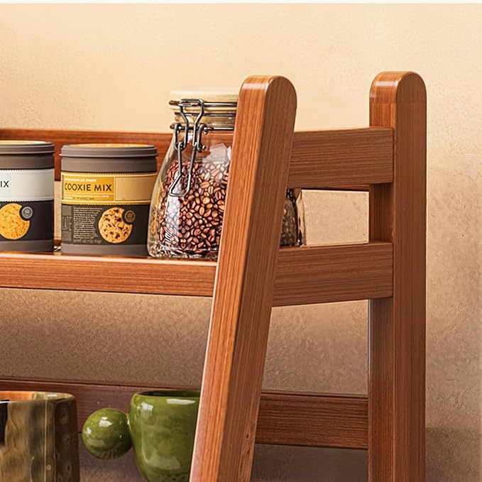 Coffee Station Organizer, Mug Holder Countertop, Kitchen Counter Shelf for Tea Coffee Bar Accessories, Matcha Stand, Cup Display, Condiment Storage Rack, 2 Tier, Brown