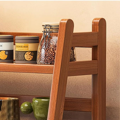 Coffee Station Organizer, Mug Holder Countertop, Kitchen Counter Shelf for Tea Coffee Bar Accessories, Matcha Stand, Cup Display, Condiment Storage Rack, 2 Tier, Brown