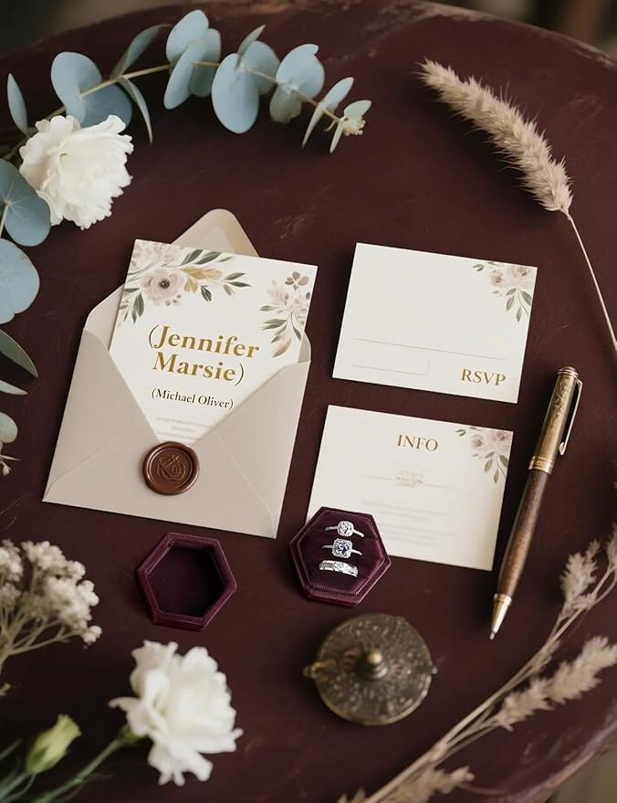 Velvet 3 Slots Jewelry Ring Box Engagement Wedding Box Keepsake Box Bridal Photo Ring Triple Slots Hexagon