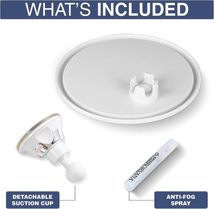 MIRRORVANA Anti Fog Mirror for Shower - Fogless, Shatterproof Shaving Mirror with 360° Swivel and Adjustable Suction Cup - 6.7" x 6.7" Round