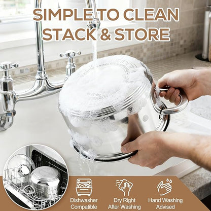 Stainless Steel Cookware Set - 8 Pieces Pots and Pans Nonstick Pot and Pan Set Includes 4 Pots and 4 Visible Lids, with Stay Cooling Handle, Induction & Oven Safe