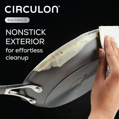 Circulon Radiance Hard Anodized Nonstick Frying / Fry Pan Set / Skillet Set - 8.5 Inch, 10 Inch, and 12.25 Inch , Gray