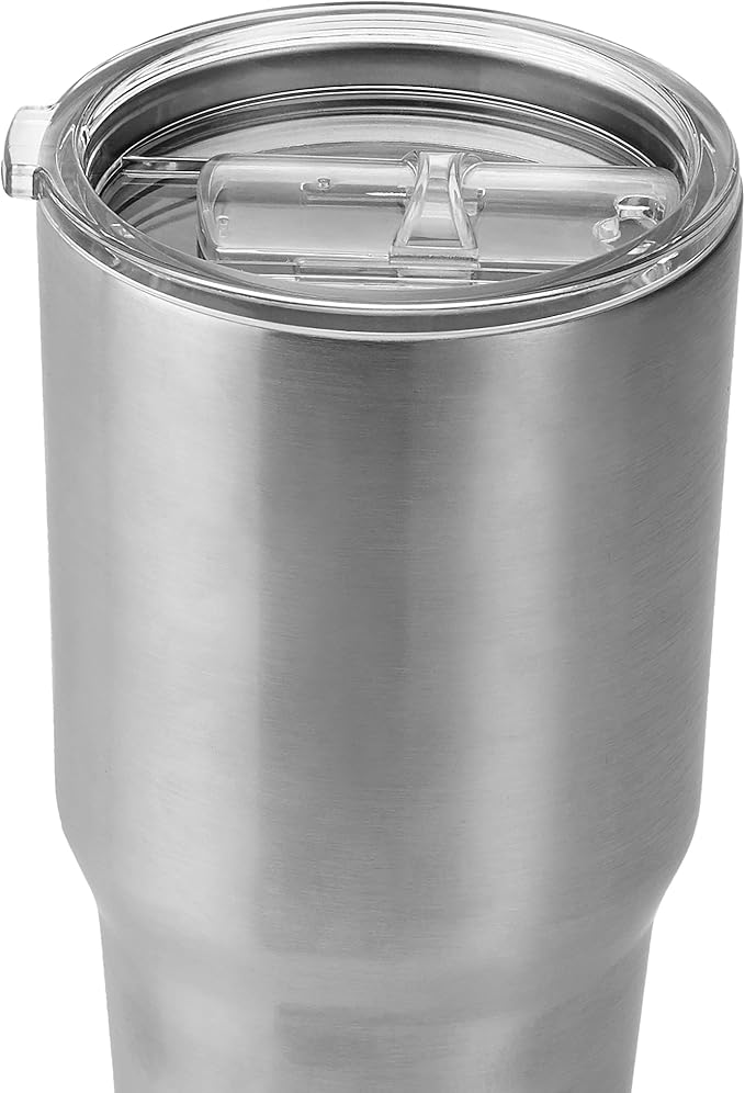 makerflo Silver 30 oz Stainless Steel Tumbler Pack of 25 with Lid & Straw | Craft-Ready for DIY Gifts & Personalization (Epoxy, UV DTF, Vinyl, and Laser Engraving) - Not for Sublimation