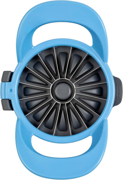 PrepWorks by Progressive Dishwasher Safe 16-Slice Thin Apple Slicer and Corer with Attached Safety Cover (Baby Blue)