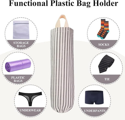 TOGETRUE Plastic Bag Holder, Wall Mount Grocery Bag Holder, Reusable Trash Bags Organizer for Home Kitchen Pantry Decor (Black)