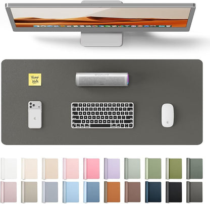 YSAGi Leather Desk Protector, Office Mat, Large Mouse Mat, Non-Slip PU Leather Blotter, Laptop Desk, Waterproof Writing Pad for Office and Home (Dark Grey, 23.6" x 13.8")