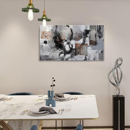 Pogusmavi Black Abstract Canvas Wall Art Pictures for Living Room Gray and White Wall Decoration Artwork for Walls Pictures for Bedroom Wall Decor Neutral Painting Canvas Prints Office Posters 20×40IN