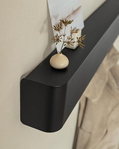 Kazai.® Coat Rack Wall Mount with Shelf 'Tone' | Modern Design Coat Hanger with Hidden Hooks and Storage | Hat Rack with Shelf in Metal | Wall-Mounted Purse Organizer | Black