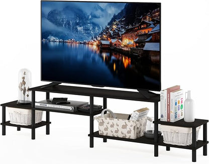 Furinno BESI TV Stand, No Tools Assembly Industrial Style Entertainment Center, TV Console for TV up to 46 Inch, for Living Room, Bedroom, Dark Oak