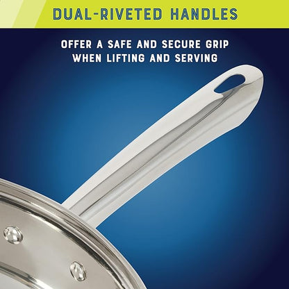 Oster Sangerfield 12-Piece Stainless Steel Cookware Set With Kitchen Tools, Non-Stick Pots and Pans, Durable Oven Safe Cookware for Home Cooking