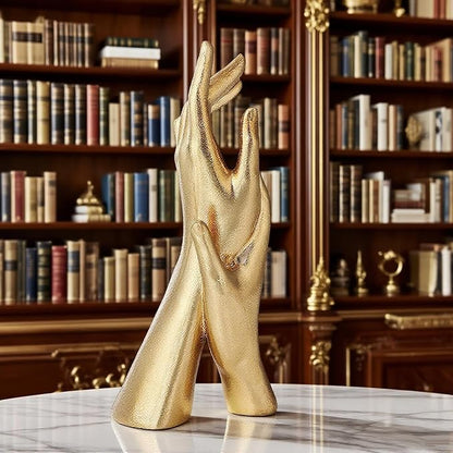Golden Hands Sculpture Elegant Resin Home Decor Hands Statues Versatile Love Ornament,Perfect for Bedroom, Office Desktop, Cabinets,Wedding (Golden Hands)