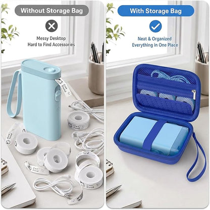 Comecase Case Compatible with Nelko P21/ for Phomemo D30 D35 Label Maker Machine, for JADENS D11/ for SUPVAN Mini Labeler Sticker, Labler Maker Storage for Tape&Accessories (Deep Blue)