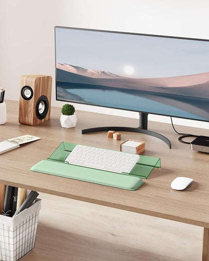 Laborio Computer Keyboard Wrist Rest Stand for Desktop, Keyboard Riser Holder with Wrist Pad for Office Desk, Home, School (Green)