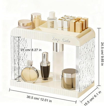 Bathroom Counter Organizer, 2-Tier Acrylic Storage Organizer for Makeup Perfume Lipstick, Skincare Organizers Shelf, Vanity Storage Tray for Bedroom, Living Room, Spice Racks, Coffee Bar
