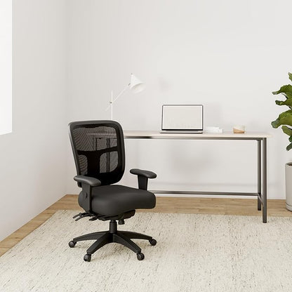 Office Star ProGrid Breathable Mesh Manager's Office Chair with Adjustable Seat Height, Multi-Function Tilt Control and Seat Slider, Mid Back, Coal FreeFlex Fabric