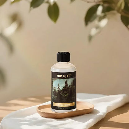 Airkeep Reed Diffuser Oil Refill with Diffuser Sticks, 6.76 Fl Oz(200ml) Black Forest Scented Oils, Aroma Therapy, Home Fragrance & Air Freshener, Office Décor, Decoration
