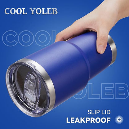 30 oz Tumbler with Lid Stainless Steel Tumblers Vacuum Insulated Cup Reusable Powder Coated Travel Mug Double Wall Leak Proof Portable Cups Keep Cold Drinks for 12 Hours, Blue, 1 Pack