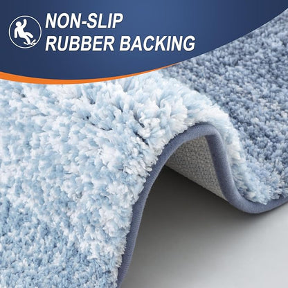 OLANLY Bathroom Rugs Mat 30x18, Extra Soft Absorbent Microfiber Bath Rugs, Rubber Backing, Quick Dry, Machine Washable Bath Mats for Bathroom Floor, Tub and Shower, Home Decor Accessories, Blue