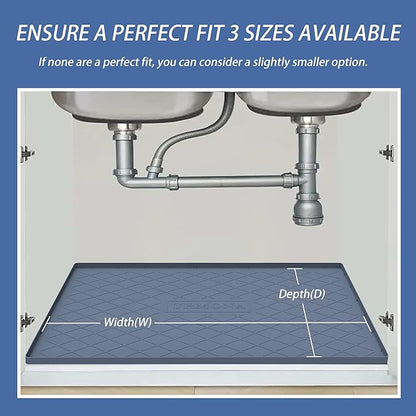 URMONA Under Sink Mat for Kitchen Waterproof, 31" x 22" Silicone Under Sink Mat for Shelf Liner Organizer, Cabinet Sink Protector Under Sink Liner for Bottom Kitchen, Bathroom(Black)