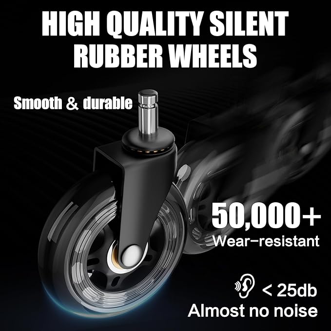 Executive Big and Tall Office Chair with 7.83Hz Schumann Resonance Sleep Aid & Heating Stress Relief Heavy Duty Metal Base Desk Chair, Silent Rubber Wheels, Thick and Wide Cushion, Black