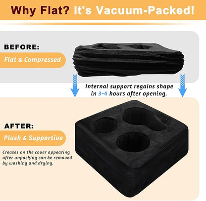 Couch Cup Holder Pillow Tray & Caddy - for Sofa, Bed, Car, Man Cave | Keep Drinks at Hand & Spill-Proof Accessories for New Parents, Camping, Park, Boat, Beach -Black