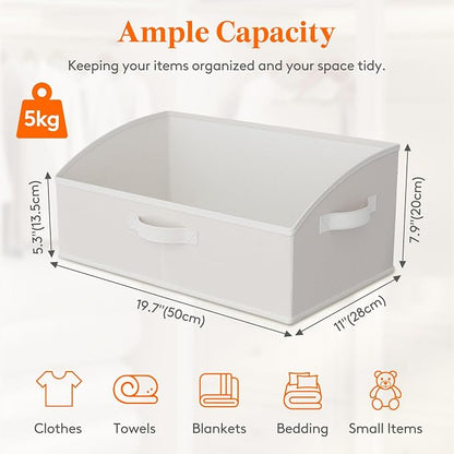 Lifewit Trapezoid Closet Storage Bins for Shelf, 6 Packs Non-woven Closet Organizer Baskets with Handles, Foldable Clothes Containers Boxes for Clothing, Book, Purse, 23L, Extra Large, White