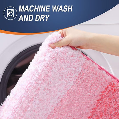 OLANLY Bathroom Rugs Mat 36x24, Extra Soft Absorbent Microfiber Bath Rugs, Rubber Backing, Quick Dry, Machine Washable Bath Mats for Bathroom Floor, Tub and Shower, Home Decor Accessories, Pink