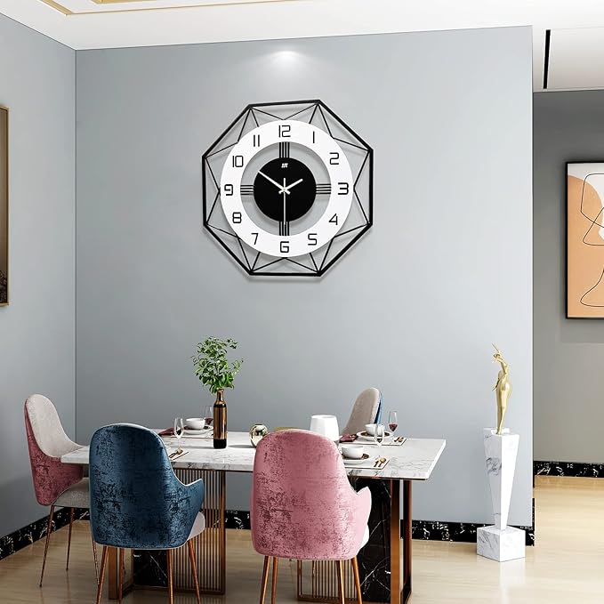 Large Wall Clocks for Living Room Decor Modern Silent Wall Clock for Home House Kitchen Bedroom Decorative Big Wall Clock Non Ticking Battery Operated Quartz for Bathroom Outdoor Indoor 17 in