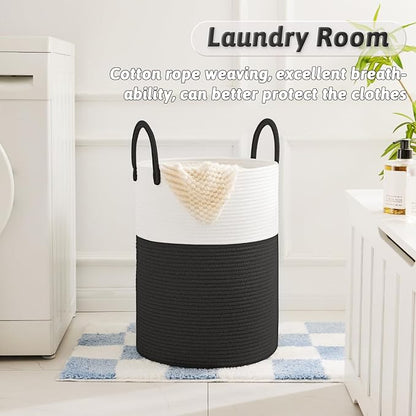 Artfeel Laundry Basket,Woven Cotton Rope Laundry Hamper,80L for Decorative Storage of Dirty Clothes,Toys and Blankets in Bathroom,Baby Room and Living Room