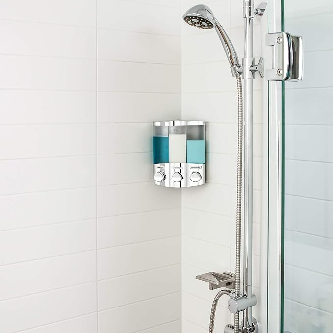 Better Living Products 76344-1 Euro Series Trio 3-Chamber Soap and Shower Dispenser, Chrome (Pack of 6)