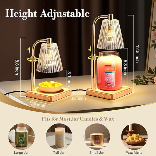 Marycele Candle Warmer Lamp with Timer, Wax Melt Warmer for Jar Candles, Christmas Birthday Gifts for Women Mom Sister Friend, House Warming Gifts for New Home Apartment Decor, Vintage Clear