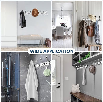TICONN Wall Mounted Coat Rack, Five Heavy Duty Tri Hooks All Metal Construction for Jacket Coat Hat in Mudroom Entryway (Chrome, 1-Pack)