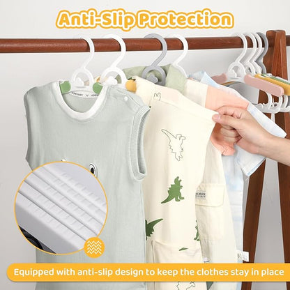 40 Pack Baby Clothes Hangers, 11-15" Adjustable Non-Slip Thickened Kid Hangers for Nursery Closet Toddlers Infant Children to Teenager (Multicolor)