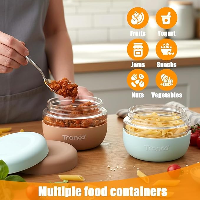 Tronco 32 oz Glass Food Storage & Lunch Bowl Containers with Airtight Lids | Leakproof Meal Prep Container with Silicone Sleeve, Microwave & Dishwasher Safe, Soup & Stew, Office Lunch, BPA-Free, 2 Pack