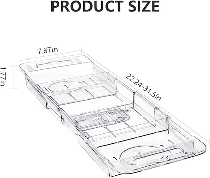 Adjustable Bathtub Tray (22-31 Inch) - Clear Acrylic Bath Caddy with Non-Slip Pads, Expandable Spa Organizer for Drinks, Books & Phone, Ideal Gift for Housewarming or Anniversary