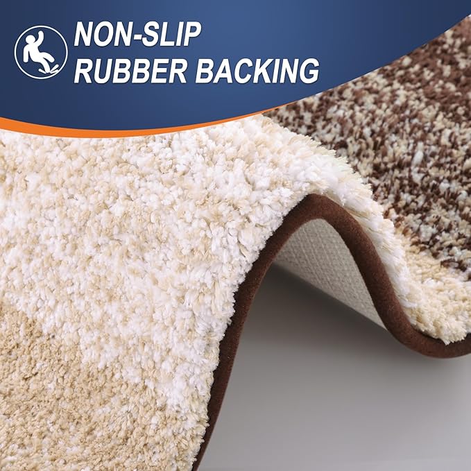 OLANLY Bathroom Rugs Mat 30x18, Extra Soft Absorbent Microfiber Bath Rugs, Rubber Backing, Quick Dry, Machine Washable Bath Mats for Bathroom Floor, Tub and Shower, Home Decor Accessories, Brown