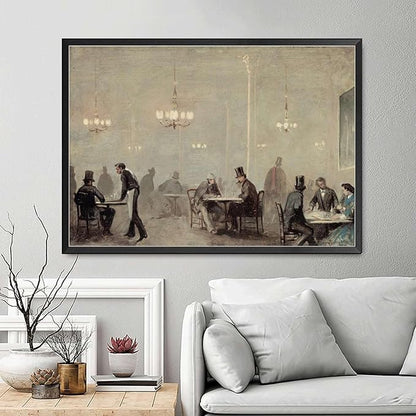 SENLYCH Canvas Painting Poster and Print Pictures Vintage Bar Cart Print Bar Cart Wall Decor Moody Wall Art Bar Wall Art Modern Home and Bedroom Decoration 12x18inch Metal Frame