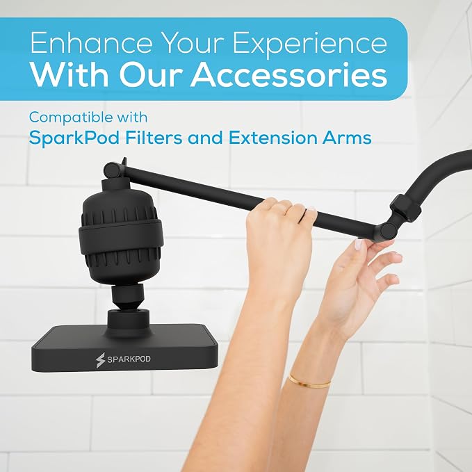 SparkPod Rain Shower Head, 6 Inch Square | High Pressure Shower Heads, 90 Nozzle (Touch-to-Clean), Adjustable Showerhead, No-tool Universal Connection